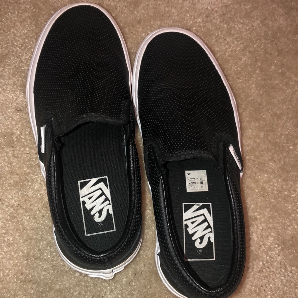 Black leather slip on vans